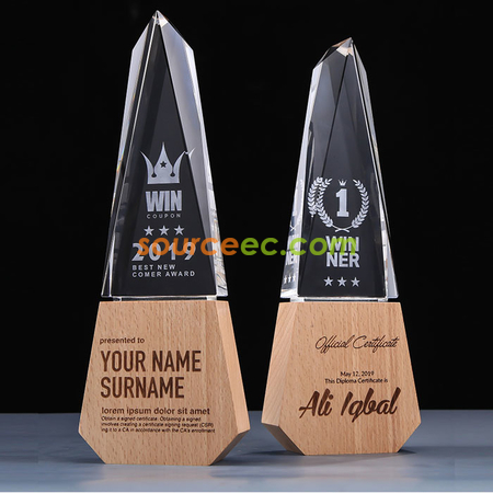 Customization Wooden Crystal Trophy Promotional Products