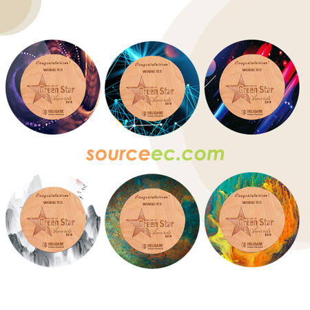 Customization Round Acrylic And Wooden Trophy Promotional Products