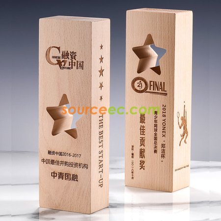 Customization Wooden Trophy with Hollow Stars Promotional Products