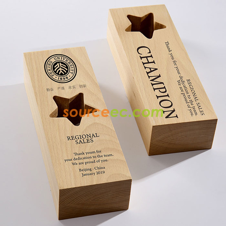 Customization Wooden Trophy with Hollow Stars Promotional Products