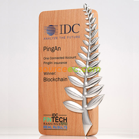 Customization Wooden Trophy with Palm leaves Promotional Products