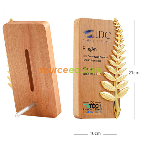 Customization Wooden Trophy with Palm leaves Promotional Products