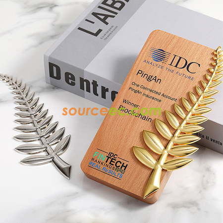 Customization Wooden Trophy with Palm leaves Promotional Products