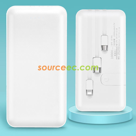 Customization 10000mAh Power Bank with In-Built Type C / Micro / Lightning Promotional Products