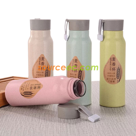 Customization 350ML Wheat Straw Glass Bottle Promotional Products