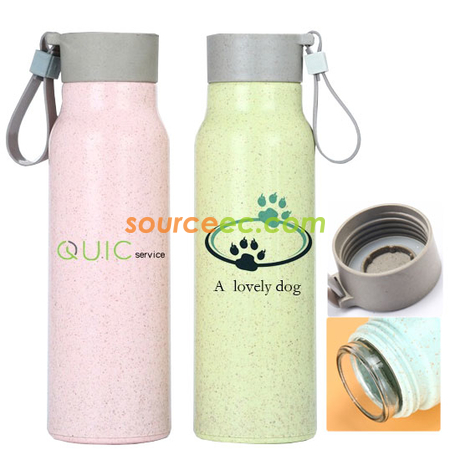 Customization 350ML Wheat Straw Glass Bottle Promotional Products