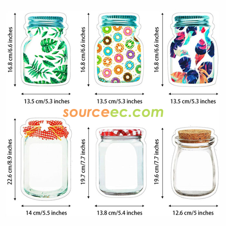 Customization Reusable Mason Bottle Shape Zip-Lock Food Storage Bag Promotional Products