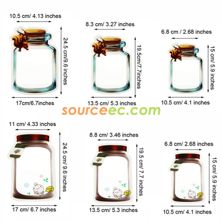 Customization Reusable Mason Bottle Shape Zip-Lock Food Storage Bag Promotional Products