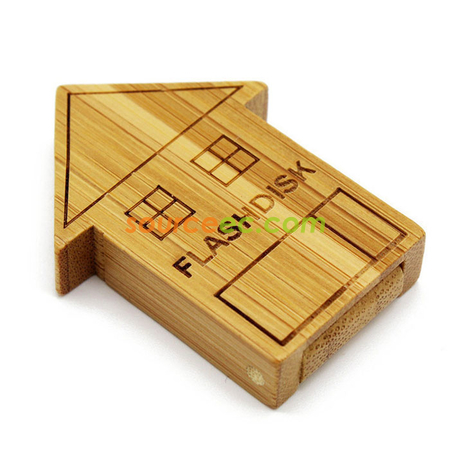 Customization House-shape Wooden USB Flash Drive Promotional Products