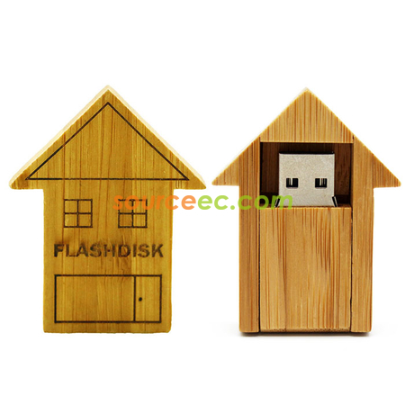 Customization House-shape Wooden USB Flash Drive Promotional Products
