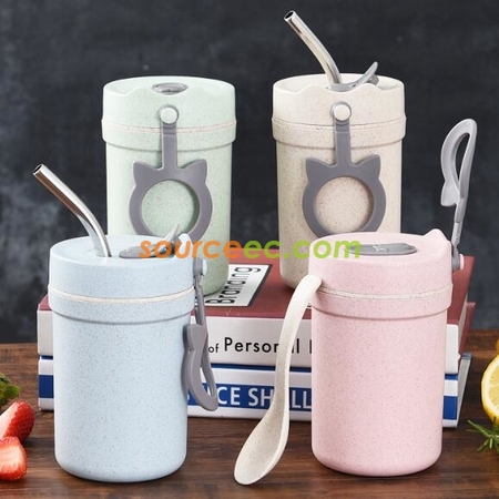Customization 330ml Wheat Straw Fiber Cup Promotional Products