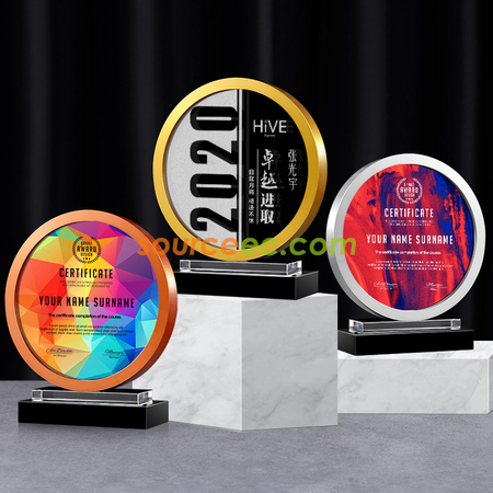 Customization Round Metal Crystal Trophy Promotional Products