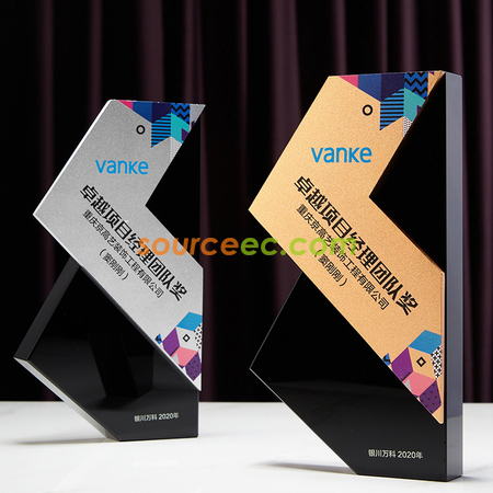 Customization Black Crystal Metal Trophy Promotional Products