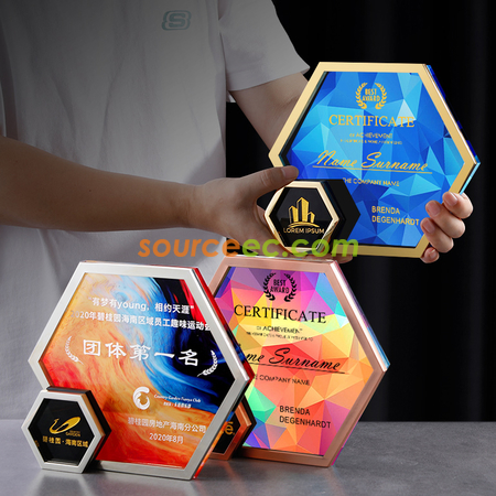 Customization Metal Hexagonal Geometric Trophy Promotional Products