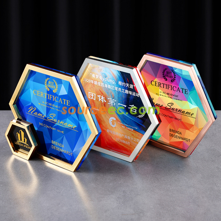 Customization Metal Hexagonal Geometric Trophy Promotional Products