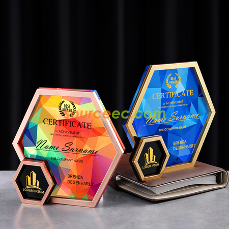 Customization Metal Hexagonal Geometric Trophy Promotional Products