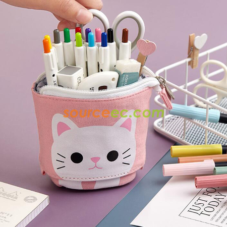 Customization Pull Down Retractable Canvas Pencil Case Promotional Products