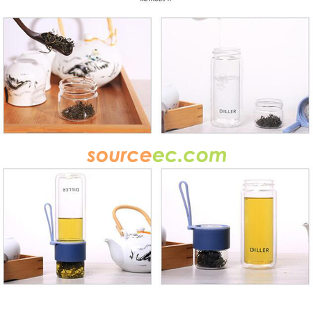 Customization 280ML Portable Glass Bottle with Infuser Promotional Products