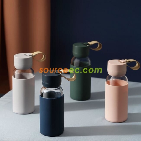 Customization 400ml Glass And Silica Gel Anti Scalding Cup Promotional Products