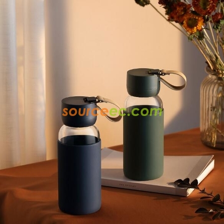 Customization 400ml Glass And Silica Gel Anti Scalding Cup Promotional Products