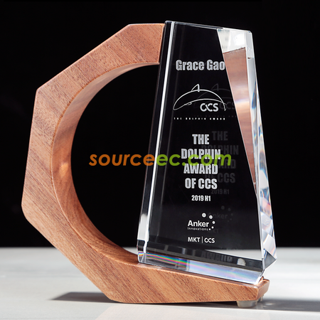 Customization Solid Wood Crystal Trophy Promotional Products