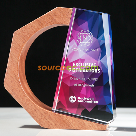 Customization Solid Wood Crystal Trophy Promotional Products