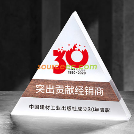Customization Creative Triangle Solid Wood Crystal Trophy Promotional Products