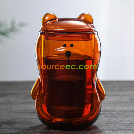 Customization Cute Bear Couble Glass Promotional Products