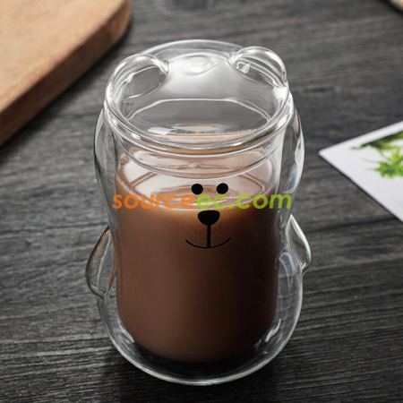 Customization Cute Bear Couble Glass Promotional Products