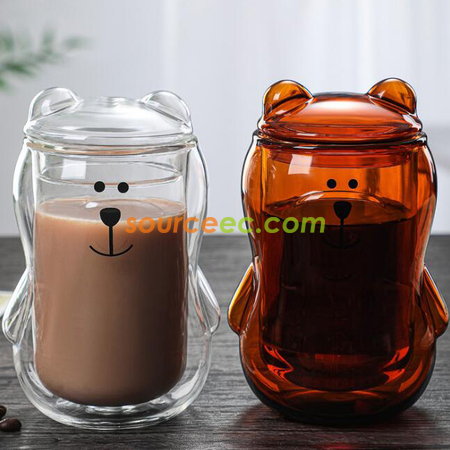 Customization Cute Bear Couble Glass Promotional Products