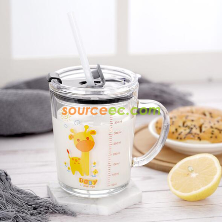 Customization Cartoon Milk Cup With Straw Handle Scale Promotional Products