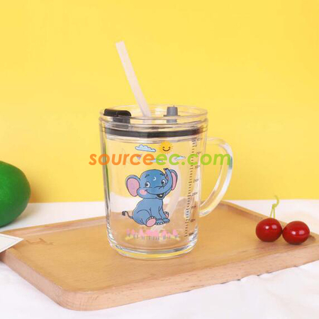 Customization Cartoon Milk Cup With Straw Handle Scale Promotional Products