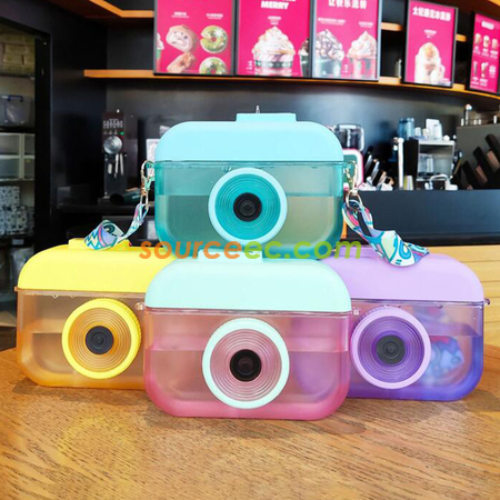 Customization Creative Camera Straw Plastic Juice Cup Promotional Products