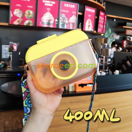 Customization Creative Camera Straw Plastic Juice Cup Promotional Products