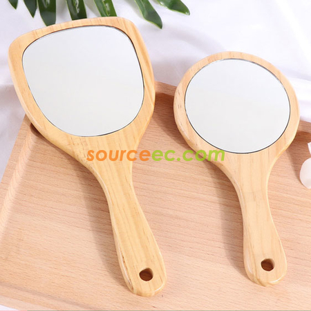 Customization Wooden Handle Makeup Mirror Promotional Products