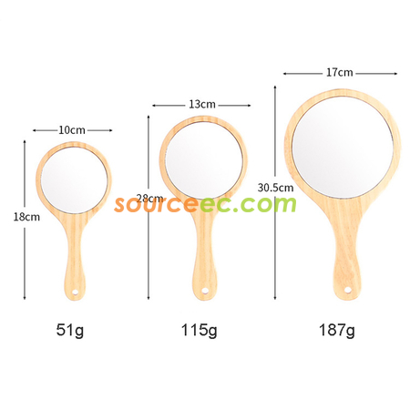 Customization Wooden Handle Makeup Mirror Promotional Products