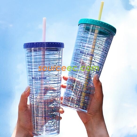 Customization 720ML Plastic Straw Cup Promotional Products