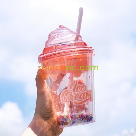 Customization 380ML Plastic Straw Cup Promotional Products
