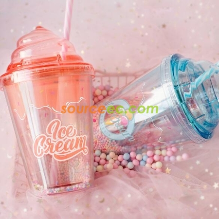 Customization 380ML Plastic Straw Cup Promotional Products