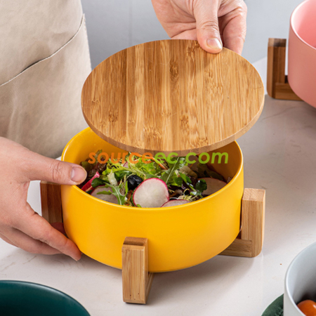 Customization Creative Wooden Ceramic Bowl Promotional Products
