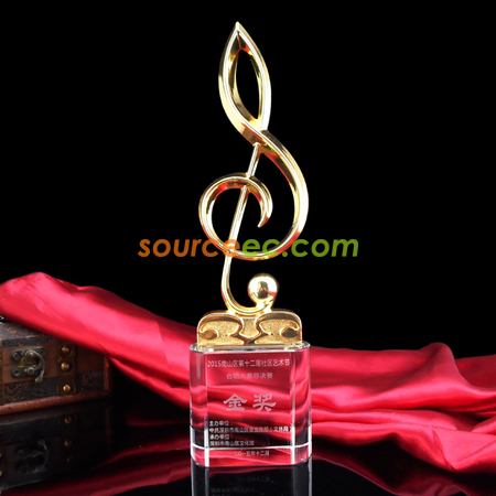 Customization Musical Note Singing Musical Crystal Trophy Promotional Products