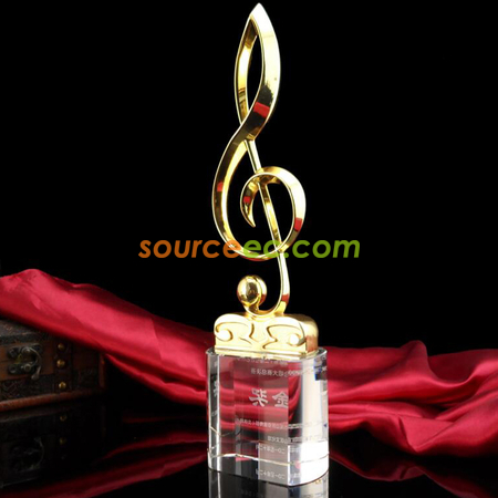 Customization Musical Note Singing Musical Crystal Trophy Promotional Products