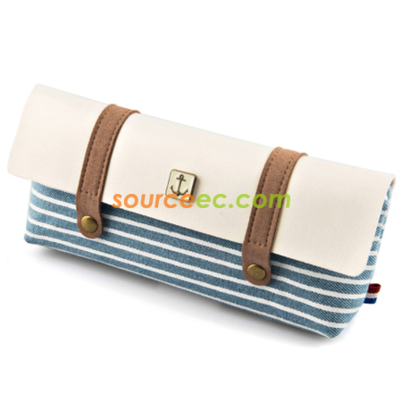 Customization Striped Canvas Pencil Case Promotional Products