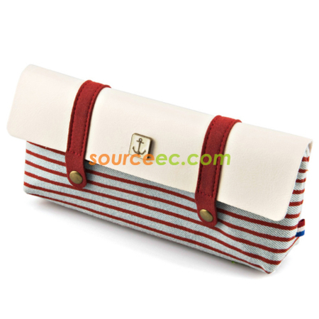 Customization Striped Canvas Pencil Case Promotional Products