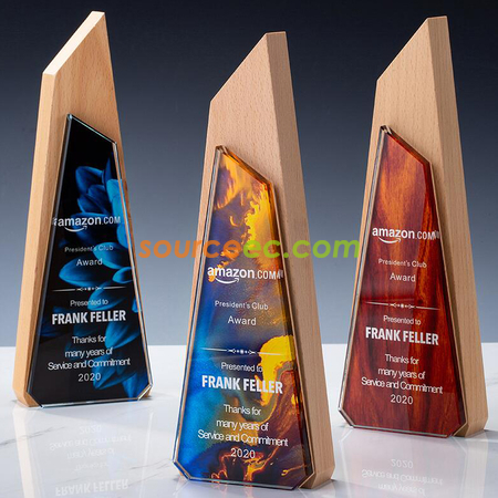 Customization Solid Wood Crystal Trophy Promotional Products