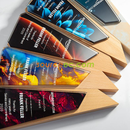 Customization Solid Wood Crystal Trophy Promotional Products