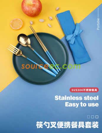 Customization Stainless Steel Tableware with Bag Promotional Products