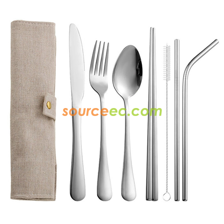 Customization Stainless Steel Tableware with Bag Promotional Products