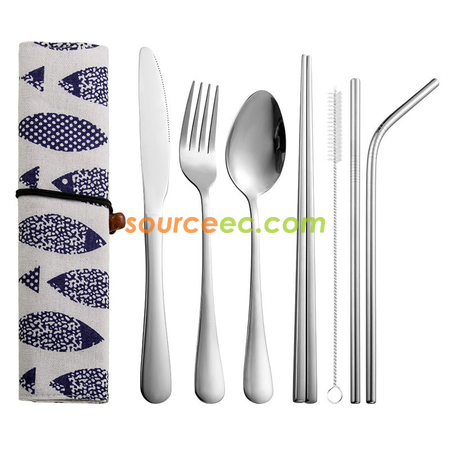 Customization Stainless Steel Tableware with Bag Promotional Products
