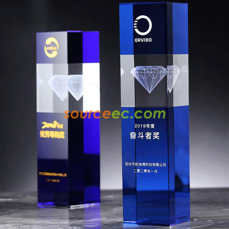 Customization Diamond Square Pillar Crystal Trophy Promotional Products